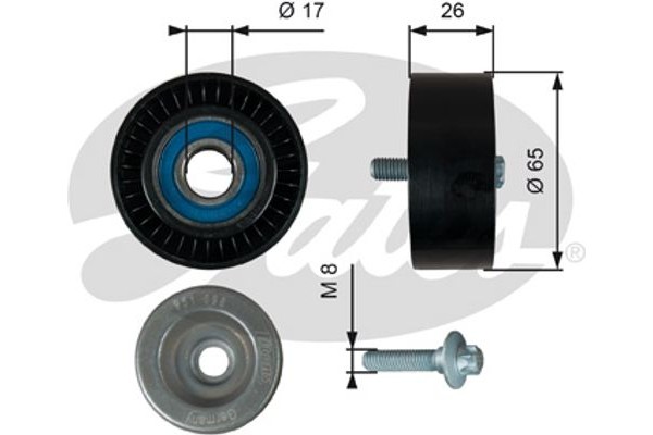 Gates Τροχαλία παρέκκλισης, Ιμάντας poly-V - T36764