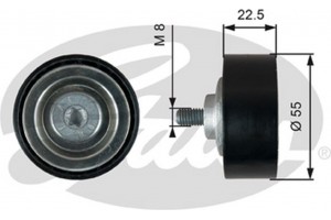 Gates Τροχαλία παρέκκλισης, Ιμάντας poly-V - T36767