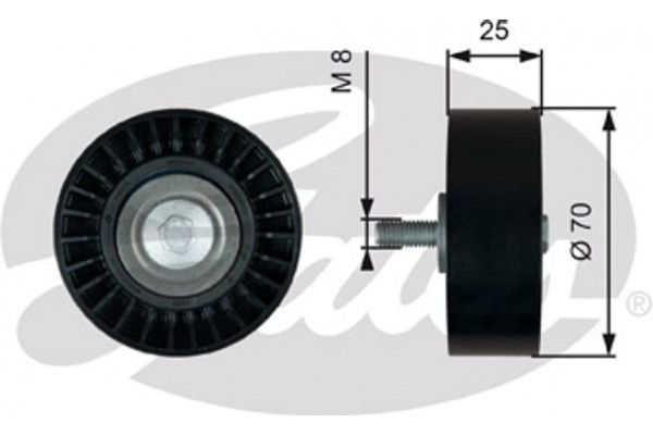 Gates Τροχαλία παρέκκλισης, Ιμάντας poly-V - T36768