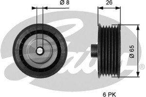Gates Τροχαλία παρέκκλισης, Ιμάντας poly-V - T36776