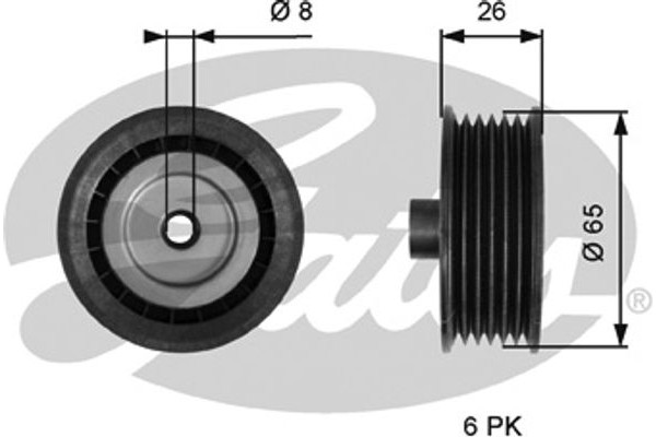 Gates Τροχαλία παρέκκλισης, Ιμάντας poly-V - T36776