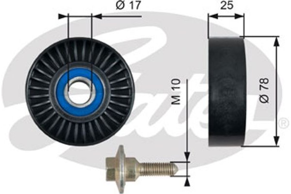 Gates Τροχαλία παρέκκλισης, Ιμάντας poly-V - T38055