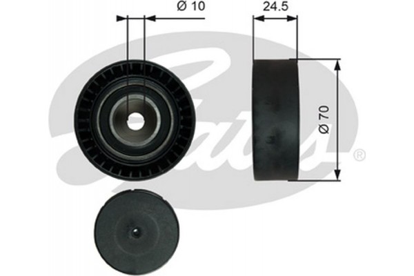 Gates Τροχαλία παρέκκλισης, Ιμάντας poly-V - T38071