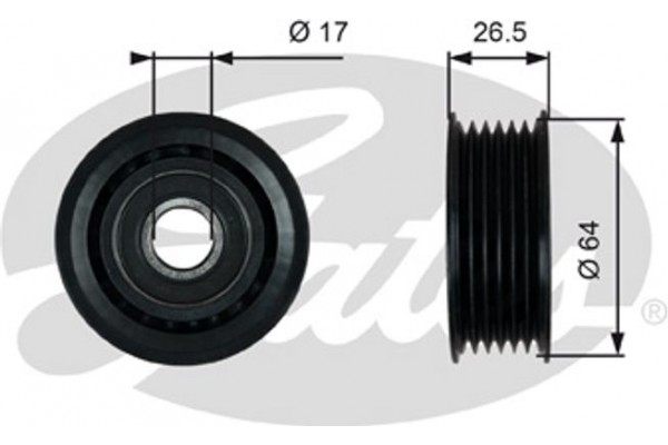 Gates Τροχαλία παρέκκλισης, Ιμάντας poly-V - T38099