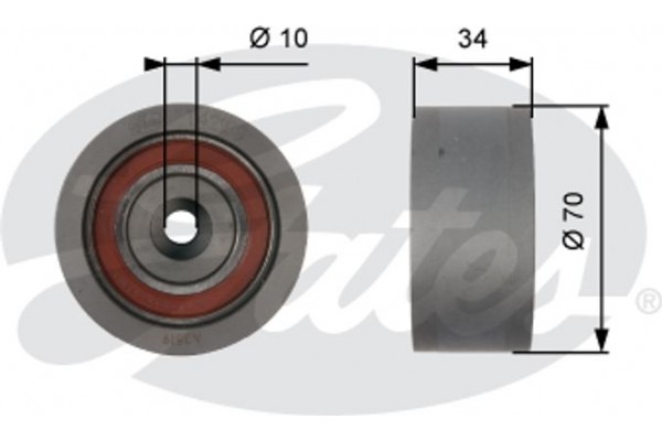 Gates Τροχαλία παρέκκλισης, οδοντ. Ιμάντας - T42159