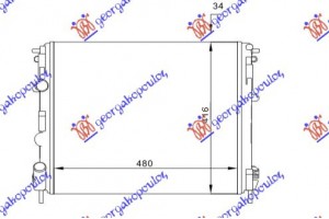 Ψυγειο Νερου ΒΕΝΖΙΝΗ/ΠΕΤΡΕΛΑΙΟ Χωρις ΒΑΛΒΙΔΑ, Χωρις Σωληνακι Με Συρταρωτο Βεντιλατερ (480x410) (VALEO CLASSIC) Renault Clio 98-01 - 010906325
