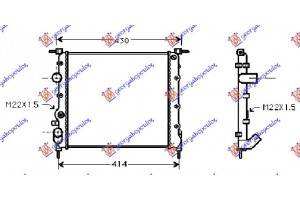 Ψυγειο Νερου Βενζινη -A/C (350x378) Με Βαλβιδα Και Βιδωτο Βεντιλατερ (VALEO CLASSIC) Renault Clio 98-01 - 010906345