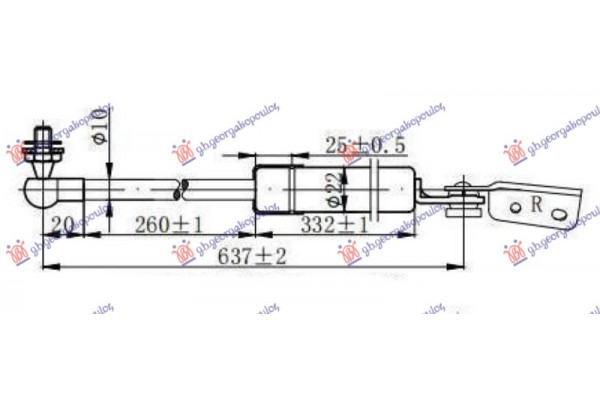 Αμορτισερ Μπαγκαζ (637L-315N) Δεξια Subaru Forester 98-02 - 012608301