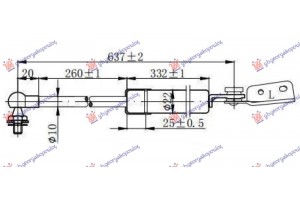 Αμορτισερ Μπαγκαζ (637L-315N) Αριστερα Subaru Forester 98-02 - 012608302