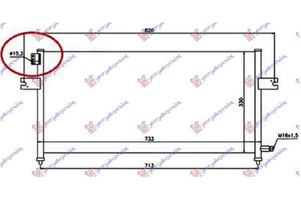 Ψυγειο A/C 2.4ΒΕΝΖ-2.5ΤD Παροχη 15.2mm (70x32x16) (KOYO) Nissan P/U (D22) Navara 2WD-4WD 01-10 - 023106405