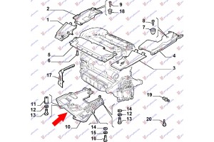 Ποδια Μηχανης Πλαστικη Πετρελαιο -03 Alfa Romeo 166 98-07 - 014200840