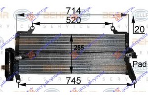 Ψυγειο A/C 1.1i-1.2i8V-1.4i16V (71.5x25) Lancia Y 96-03 - 016606400