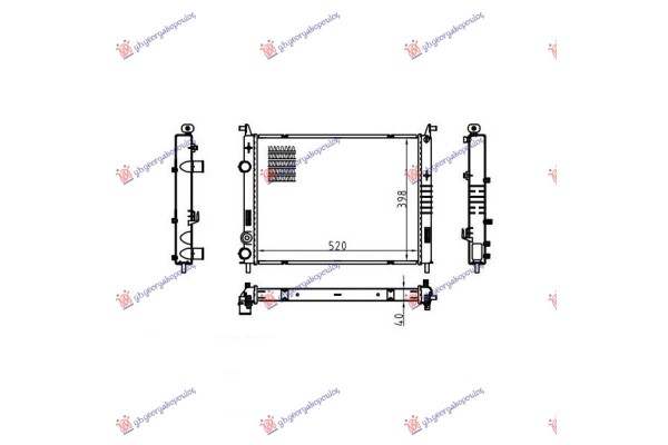 Ψυγειο Νερου 1.9 Πετρελαιο (520x378x42) 00- Fiat Strada 99-05 - 016806310