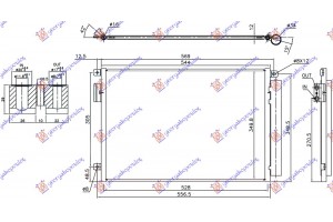 Ψυγειο A/C 0.9 Twin Air Turbo (544x350x12) Παροχες Ανω Οδηγο Fiat 500 07-15 - 020206420