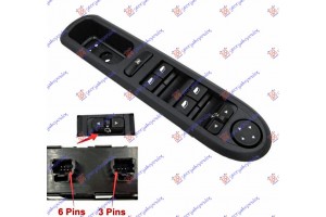 Διακοπτης ΠΑΡΑΘ/ΚΑΘΡ. Εμπρος (Τετραπλός)(9pin) Αριστερα Peugeot 407 04-10 - 021207172