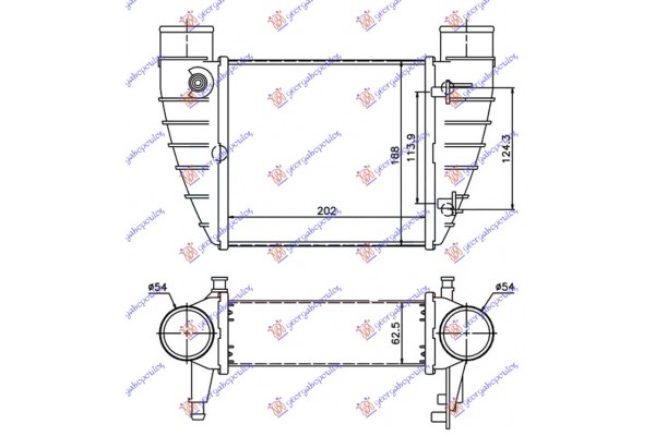 Ψυγειο Intercooler 2.0 Tfsi Βενζινη - 2.0 Tdi Πετρελαιο (200x190x63) Δεξια Audi A4 04-07 - 021706211