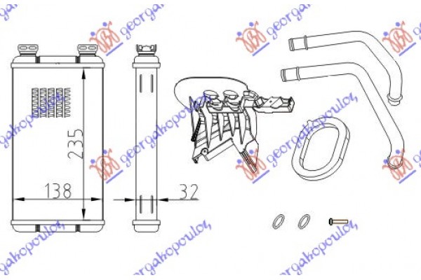 Ψυγειο Καλοριφερ (B) +/-AC (235x138) 03- (MAZI Me To KIT)NISSAN Interstar 02-09 - 085106510