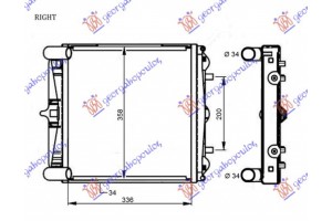 Ψυγειο 2.5-2.7-S 3.2 +/- A/C (33.6x35.8x3.4) Δεξια Porsche Boxster (986) 96-04 - 024206301