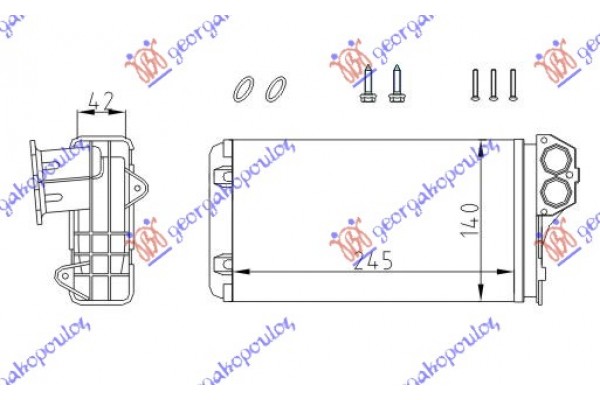 Ψυγειο Καλοριφερ (M) +/-ΑC (245x140) (ME 3 ΒΙΔΑΚΙΑ)PEUGEOT 206+ (PLUS) 09-13 - 628006500