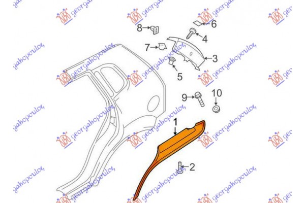 Πλαστικη Κουρμπα Πισω (Γ) Δεξια Kia Sportage 04-08 - 027606561