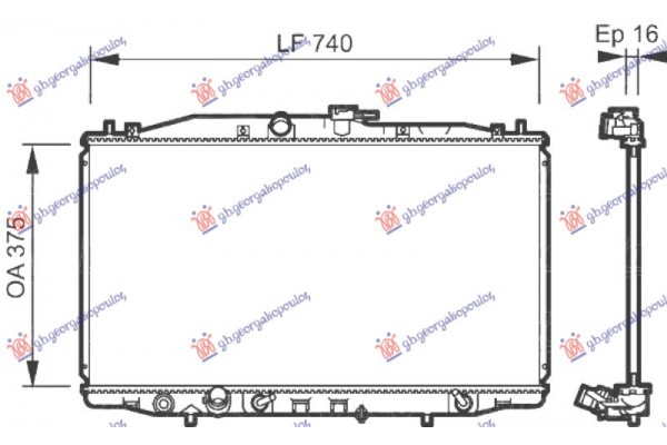 Ψυγειο 2,0i 16V +/-A/C (37,5x71,3) Αυτομ (VALEO) Honda Accord 03-08 - 028906315