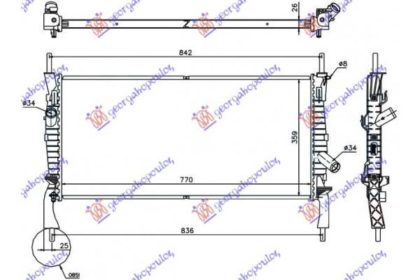 Ψυγειο 2,2-2,4TDCI-2,3i +AC(76,8x38) Ford Transit 06-13 - 029706300