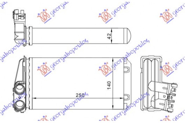 Ψυγειο Καλοριφερ (M) +/-ΑC (250x140) Tyπου Μαrεlli (ΧΩΡΙΣ Αυτομαtο ΚΛΙΜ.) Peugeot 307 01-05 - 030106530