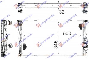 Ψυγειο Νερου 3.0 (135i) Βενζινη Μηχανικο - 2.0 (116D-118D-120D-123D) Πετρελαιο ΜΗΧΑΝ/ΑΥΤΟΜΑΤΟ (600x340x32) 1 Tubes (MAHLE BEHR) Bmw Series 3 (E90/91) Sdn 05-08 - 031706335