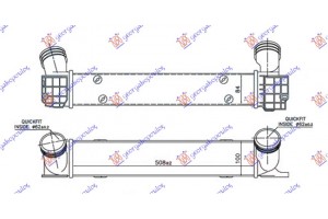 Ψυγειο Intercooler 2.0 (116D-118D-120D) Πετρελαιο (510x100x84) Κολαρα Φ 62/62 Bmw Series 1 (E81/87) 3/5D 04-11 - 031606200