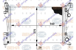 Ψυγειο Benz +/-A/C (54x37,5) ΠΑΡ. Σ/Ο (MAHLE BEHR) Opel Corsa D 06-15 - 032806325