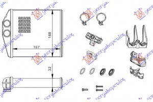 Ψυγειο Καλοριφερ (B) +/-ΑC (167x168) (MAZI Me To KIT) Opel Corsa C 00-06 - 034206500