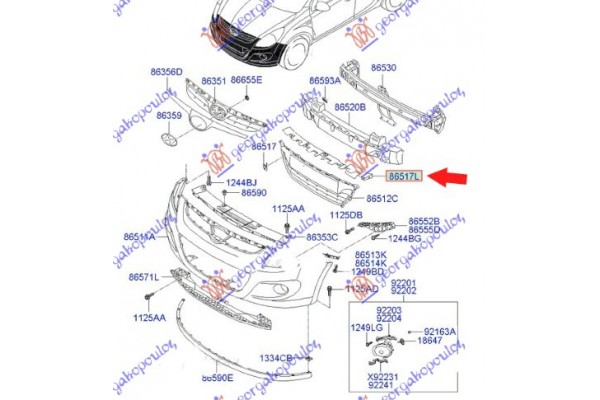 Πλαστικο Μασκας Ανω (Γ) Hyundai i20 08-12 - 036500200