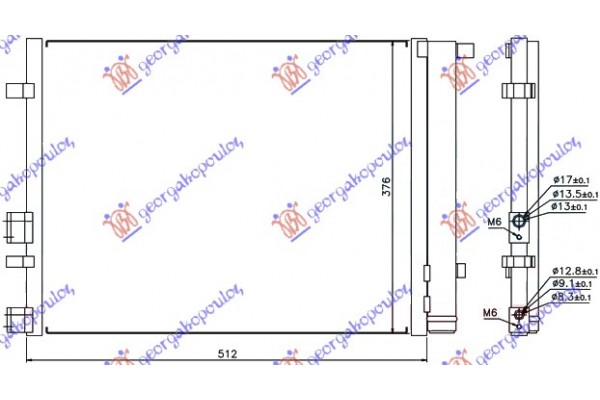 Ψυγειο A/C 1.4-1.6 Crdi Πετρελαιο (470x380x16) Hyundai i20 08-12 - 036506410