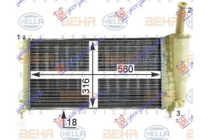 Ψυγειο 1.2 8-16V +/-AC (58x31,7) Χ/ΒΑΣΗ Ανθ (MAHLE BEHR) Fiat Idea 04-10 - 044206355