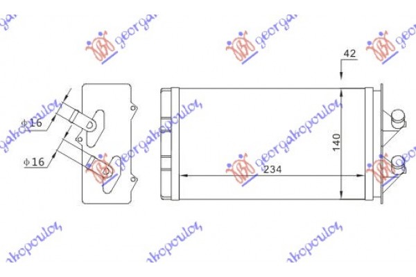 Ψυγειο Καλοριφερ (M) +/-ΑC (234x140) Fiat Cinquecento 93-98 - 039706500