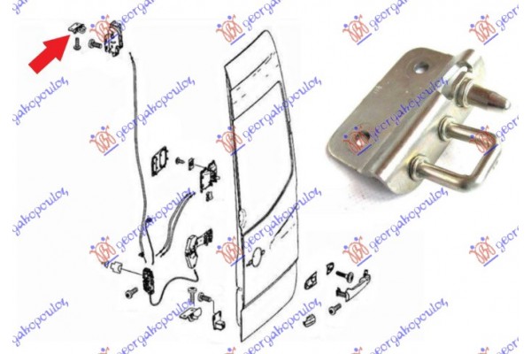Κλειδαρια Σταθερη Πορτας Πισω Ανω (ΓΑΝΤΖΟΣ) Αριστερα Mercedes Sprinter 209-524 (W906) 06-13 - 053907252