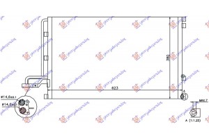 Ψυγειο A/C ΒΕΝΖΙΝΗ/ΠΕΤΡΕΛΑΙΟ (585x380x16) Ρακορ 14.6mm Μικρες Βασεις Volvo S40 04-07 - 054206420