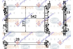 Ψυγειο 1,4 i-8V +/-AC (54x37,5x28) (MAHLE BEHR) Fiat Linea 07-13 - 054706305