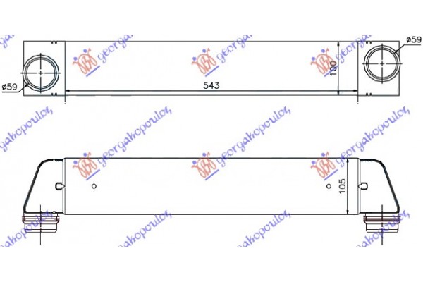 Ψυγειο Intercooler 2.0-2.5-3.0 (520D-525D-530D) Πετρελαιο (543x100x105) Bmw Series 5 (E60/61) 03-10 - 059006200