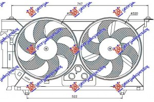 Βεντιλατερ ΨΥΓ. Κομπλε Διπλο +A/C ΒΕΝΖ. Citroen Xsara 97-00 - 059806450
