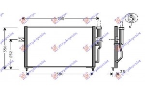 Ψυγειο A/C ΒΕΝΖΙΝΗ-ΠΕΤΡΕΛΑΙΟ Μηχανικο (610x350x16) Volvo S40 95-00 - 060006400