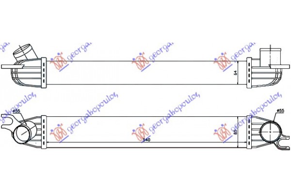 Ψυγειο Intercooler 1.6TURBO S/JCW Βενζινη (540x85x64) Κολαρα Σφιγκτηρα Mini COOPER/ONE (R56) 11-14 - 690906200