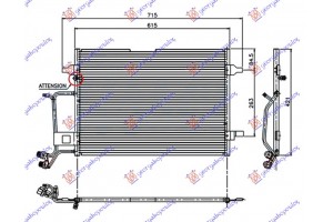 Ψυγειο A/C ΒΕΝΖ-ΠΕΤΡ (94-96) (56.5x42) Με Βαλβιδα Audi A4 94-00 - 067806400