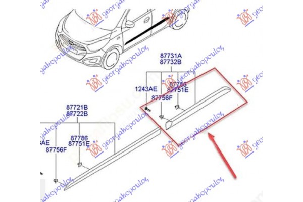 Φασα Πορτας Πισω (Γ) Αριστερα Hyundai i10 07-10 - 068006552