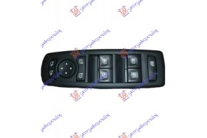 Διακοπτης ΠΑΡΑΘΥΡΩΝ/ΚΑΘΡΕΦΤΩΝ (Τετραπλός) (2 Φίσες/13 & 6 Pin) (ME Πλαισιο ΜΑΥΡΟ/ΜΙΚΡΟ) (ΜΕ ΑΝΑΔΙΠΛΩΣΗ) Αριστερα Renault Megane H/B - S.W. 08-14 - 068607174