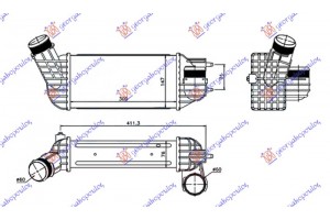 Ψυγειο Intercooler 2.0 Hdi Πετρελαιο (300x147x76) Παροχες Φ 60/60 Citroen C4 Picasso 07-14 - 071706230