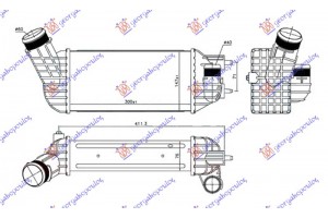 Ψυγειο Intercooler 2.0 Hdi Πετρελαιο (300x147x76) Παροχες Φ 60/40 Citroen C4 Picasso 07-14 - 071706240