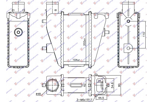 Ψυγειο Intercooler 2.2 Ctdi (104x202x62) Honda Civic H/B-L/B 06-12 - 080906200