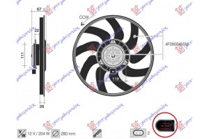Βεντιλατερ A/C (ΜΟΤΕΡ+ΦΤΕΡΩΤΗ) 3.0 Tfsi Βενζινη (280mm) (2 pins) Audi A6 08-10 - 084706475