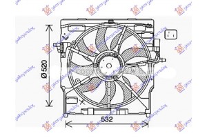 Βεντιλατερ Ψυγειου Κομπλε (ΜΟΝΟ) Πετρελαιο (520mm) (3pin) (850w) Bmw X5 (E70) 07-10 - 093306450
